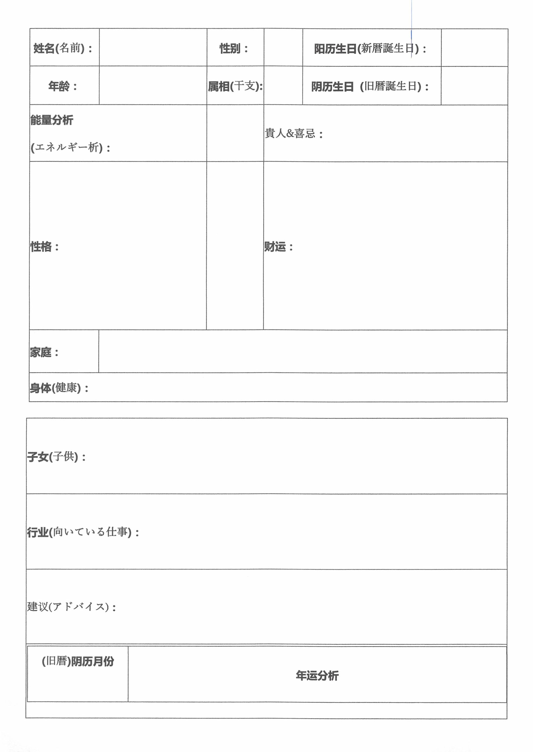 誕生日や日時などの情報が必要になります。 出生時が2時間違うと全く違う命盤（めいばん）になってしまい、 全く占えなくなってしまいます。